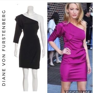 DVF Blake Lively Cobb One-Shoulder Silk Dress Size